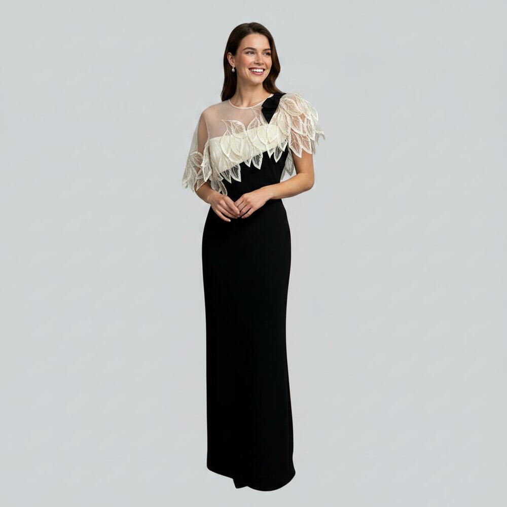 Victor Costa black and ivory vintage dress, size XS